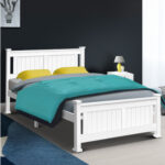 Double Size Wooden Bed Frame - White WBED-D-004D-137-AB