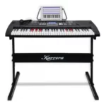 KARRERA 61 Keys Electronic LED Keyboard Piano With Stand - BLACK ekb-chj-61-bk-led