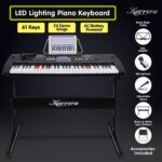 KARRERA 61 Keys Electronic LED Keyboard Piano With Stand - BLACK ekb-chj-61-bk-led