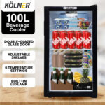 KOLNER 100L Bar Fridge Beverage Cooler fdg-yge-bc-100l