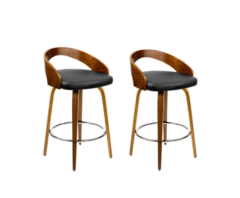 Artiss 2x Bar Stools Swivel Seat Curving Backrest BA-TW-8565-BKX2-AB