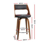 Artiss Set of 2 Wooden Bar Stools - Black BA-TW-8569-BKX2-AB