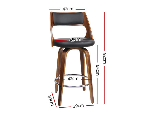 Artiss Set of 2 Wooden Bar Stools - Black BA-TW-8569-BKX2-AB