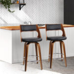 Artiss Set of 2 Wooden Bar Stools - Black BA-TW-8569-BKX2-AB