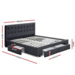 Artiss Avio Double Bed Frame Fabric Storage Drawers - Charcoal BFRAME-F-AVIO-D-CHA-ABC
