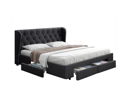 Artiss Mila Queen Size Bed Frame Storage Drawers Fabric - Charcoal BFRAME-F-MILA-Q-CHA-ABC