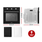 Devanti 60cm Electric Built In Wall Oven Convection Grill Ovens Stainless Steel BIO-C-5F-M7B-BK