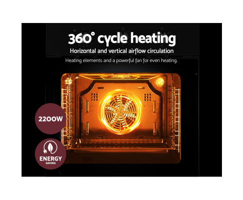 Devanti 60cm Electric Built In Wall Oven Convection Grill Ovens Stainless Steel BIO-C-5F-M7B-BK