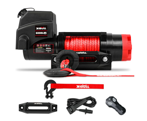 X-BULL Electric Winch 6000LBS 12V BOAT Synthetic Rope Wireless Remote 4WD ATV UTV V211-AUEB-AXEW010
