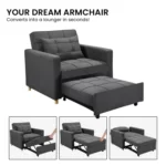 SURI 3-IN-1 Convertible Lounge Chair Bed - Dark Grey sofa-ygg-7001-lnn-dgy