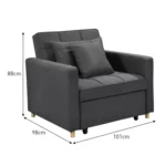 SURI 3-IN-1 Convertible Lounge Chair Bed - Dark Grey sofa-ygg-7001-lnn-dgy