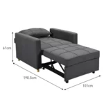 SURI 3-IN-1 Convertible Lounge Chair Bed - Dark Grey sofa-ygg-7001-lnn-dgy