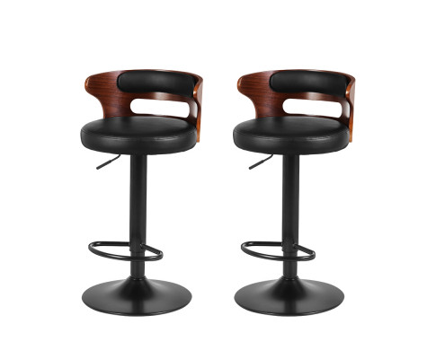 Artiss 2x Bar Stools Gas Lift Faux Leather BA-TW-8005-BKX2
