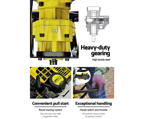 Giantz Post Hole Digger 92CC Petrol Auger Diggers Drill Borer Fence Earth Power DI-YE-ES88-KIT