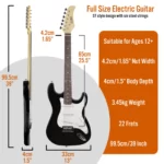 3rd Avenue Electric Guitar Pack - Black NM-XF203ABKPK