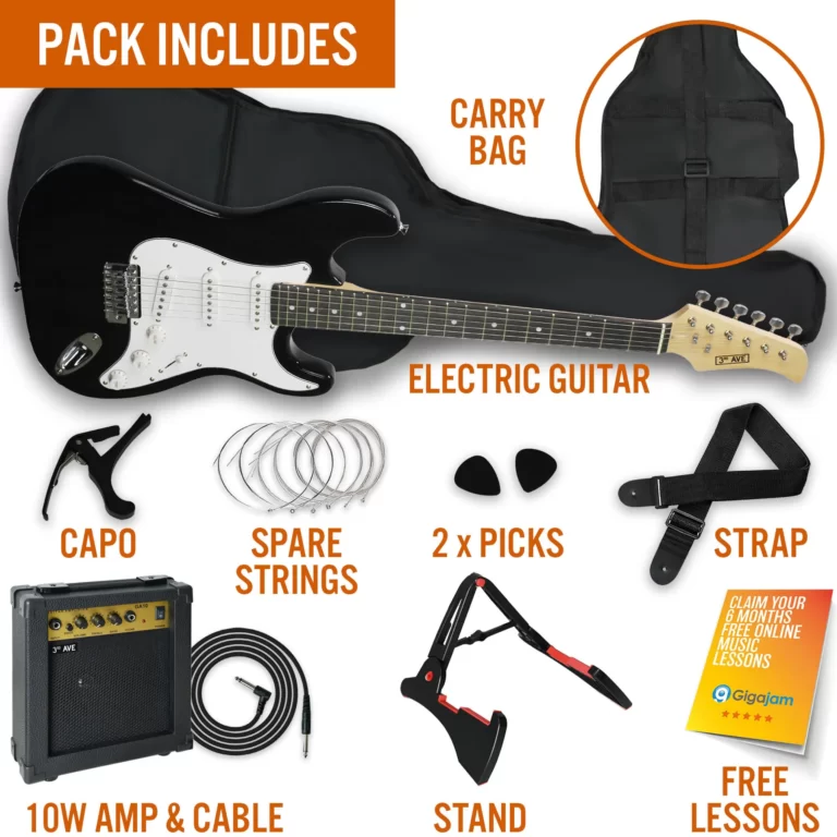 3rd Avenue Electric Guitar Pack - Black NM-XF203ABKPK