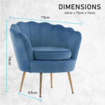 La Bella Shell Scallop Navy Blue Armchair Lounge Chair Accent Velvet V274-FT-VAC-1596-NV
