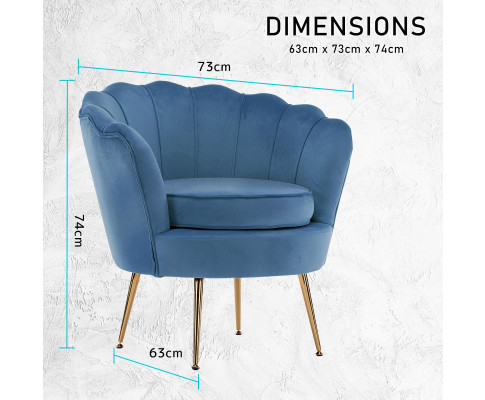 La Bella Shell Scallop Navy Blue Armchair Lounge Chair Accent Velvet V274-FT-VAC-1596-NV