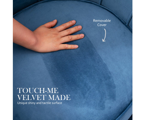 La Bella Shell Scallop Navy Blue Armchair Lounge Chair Accent Velvet V274-FT-VAC-1596-NV