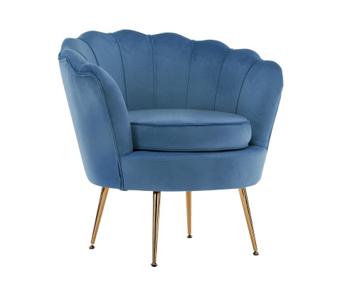 Armchair Padded Lounge Chair Accent Velvet Shell Scallop NAVY BLUE V274-FT-VAC-1596-NV