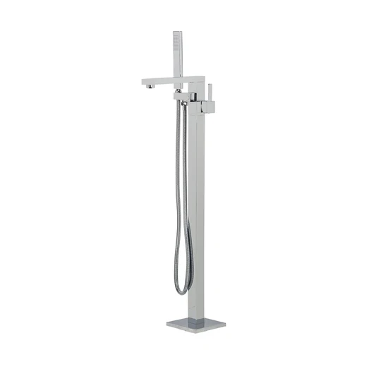 Quadro Floor Standing Bath Spout/Mixer and Hand Shower Unit - Luxury Chrome AGZ-FSM0426