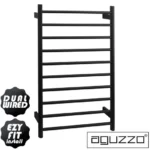 EZY FIT Heated Towel Rail - Round Tube - Dual Wired - Matte Black AGZHTR-RND-600-0855-B
