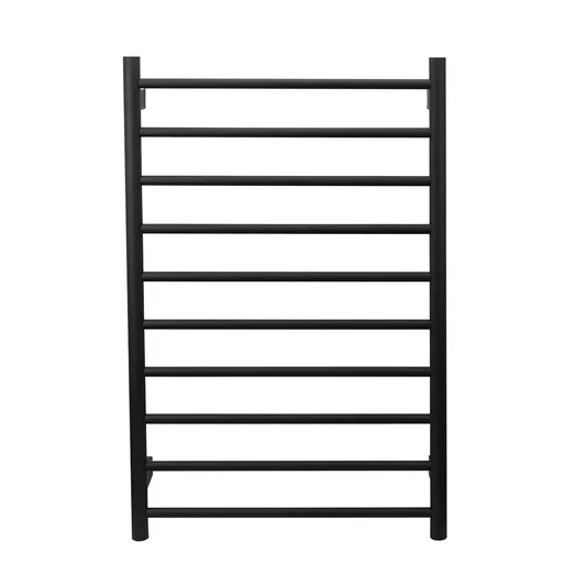 EZY FIT Heated Towel Rail - Round Tube - Dual Wired - Matte Black AGZHTR-RND-600-0855-B