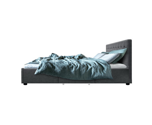 Artiss Avio Bed Frame Fabric Storage Drawers - Grey King BFRAME-F-AVIO-K-GY-ABC