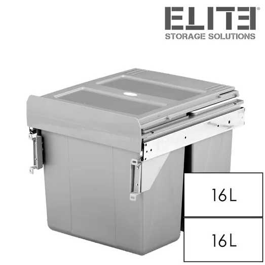 Valet 32L Twin Slide Out Concealed Waste Bin ELITEPOB-SM400-0728
