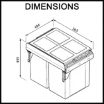Valet 90L Twin Slide Out Concealed Waste Bin ELITEPOB-SM600-0502