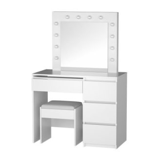 Artiss Dressing Table LED Makeup Mirror Stool Set 12 Bulbs Vanity Desk White FURNI-Q-DRESS01-LED-WH-AB