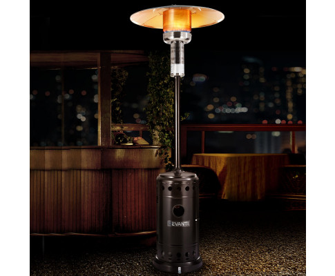 Devanti Portable Gas Patio Heater - Black and Silver GPH-07-BK