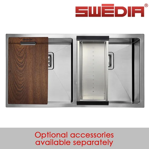 SWEDIA Dante Stainless Steel Sink - 800mm Double Bowl - 1.5mm Thick SWEDIADANDB0602