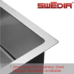 SWEDIA Dante Stainless Steel Sink - 760mm Large Single Bowl - 1.5mm Thick SWEDIADANLB0601