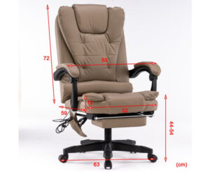 8 Point Massage Chair Executive Office Computer Seat Footrest Recliner Pu Leather Beige V255-806-BEIGE