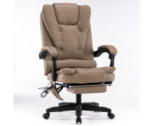 8 Point Massage Chair Executive Office Computer Seat Footrest Recliner Pu Leather Beige V255-806-BEIGE