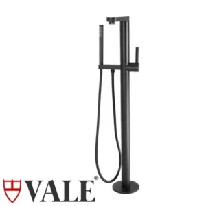 Fluid Floor Standing Bath Spout - Mixer and Hand Shower - Matte Black VALE-FSM-1152-B