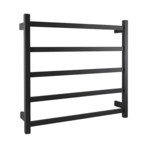 AGUZZO EZY FIT Heated Towel Rail - Square Tube - Dual Wired - Matte Black AGZHTR-SQR-750-0859-B