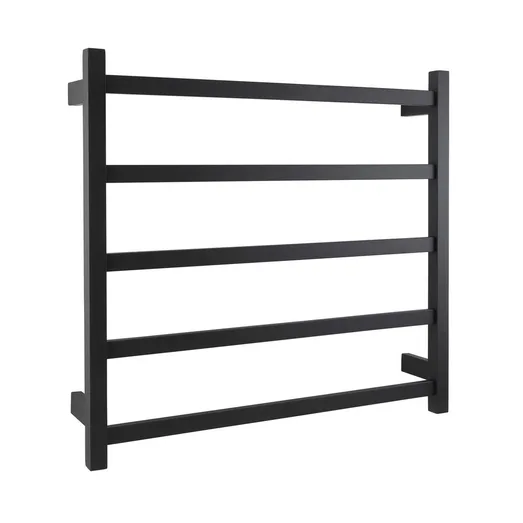 AGUZZO EZY FIT Heated Towel Rail - Square Tube - Dual Wired - Matte Black AGZHTR-SQR-750-0859-B
