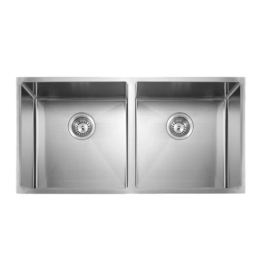 AGUZZO 865mm Double Bowl Stainless Steel Kitchen Sink Top/Under Mount AGZSSS-TWM2-0748