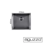 AGUZZO Stainless Steel Kitchen and Laundry Sink - 510mm Single Bowl - Gunmetal Grey - Top/Under Mount AGZSSS-TWM5B-0751