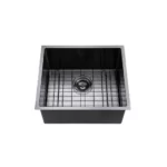 AGUZZO Stainless Steel Kitchen and Laundry Sink - 510mm Single Bowl - Gunmetal Grey - Top/Under Mount AGZSSS-TWM5B-0751