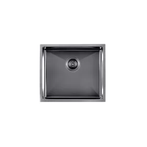 AGUZZO Stainless Steel Kitchen and Laundry Sink 510mm Single Bowl Gunmetal Grey Top/Under Mount AGZSSS-TWM5B-0751
