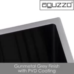 AGUZZO Stainless Steel Kitchen and Laundry Sink - 510mm Single Bowl - Gunmetal Grey - Top/Under Mount AGZSSS-TWM5B-0751