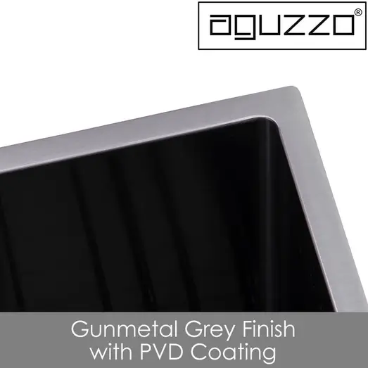 AGUZZO Stainless Steel Kitchen and Laundry Sink - 510mm Single Bowl - Gunmetal Grey - Top/Under Mount AGZSSS-TWM5B-0751