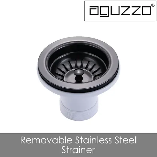 AGUZZO Stainless Steel Kitchen and Laundry Sink - 510mm Single Bowl - Gunmetal Grey - Top/Under Mount AGZSSS-TWM5B-0751