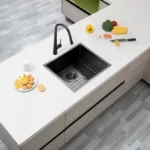 AGUZZO Stainless Steel Kitchen and Laundry Sink - 510mm Single Bowl - Gunmetal Grey - Top/Under Mount AGZSSS-TWM5B-0751