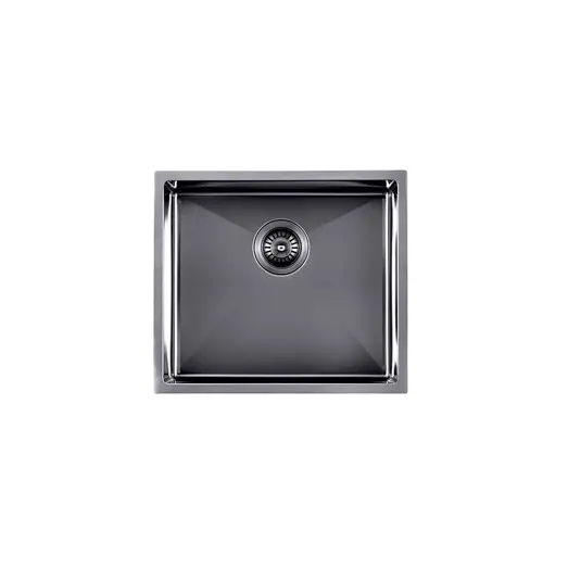 AGUZZO Stainless Steel Kitchen and Laundry Sink 510mm Single Bowl Gunmetal Grey Top/Under Mount AGZSSS-TWM5B-0751