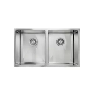 AGUZZO 770mm Double Bowl Stainless Steel Kitchen Sink Top/Under Mount AGZSSS-TWM6-0752