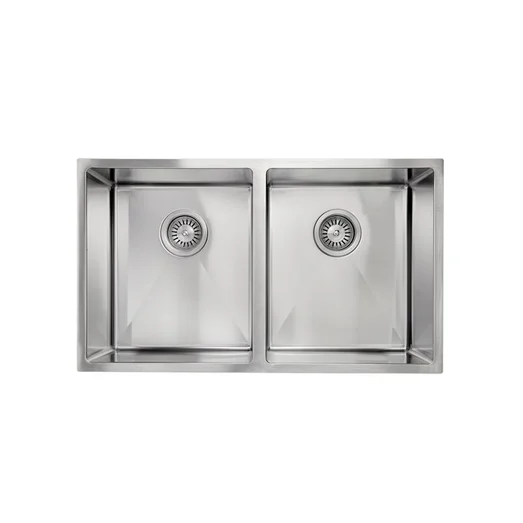 AGUZZO 770mm Double Bowl Stainless Steel Kitchen Sink Top/Under Mount AGZSSS-TWM6-0752
